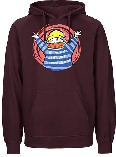 Ich bin nicht eingebildet, es gibt mich wirklich. - Ringelpullisprüche, Ringeldinger, streifenweise, Spruch, Weisheit, Motivation, Ringelpulli, SprücheShirt, Cartoon Illustration, Statement, Handgezeichnet, Humor, Selbstironie, Streifenpulli, Spruchshirt, deutsch - Fairtrade Hoodie