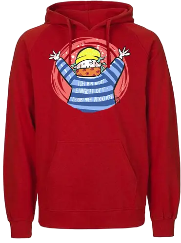 Ich bin nicht eingebildet, es gibt mich wirklich. - Ringelpullisprüche, Ringeldinger, streifenweise, Spruch, Weisheit, Motivation, Ringelpulli, SprücheShirt, Cartoon Illustration, Statement, Handgezeichnet, Humor, Selbstironie, Streifenpulli, Spruchshirt, deutsch - Fairtrade Hoodie