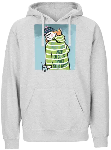 Ich mach das, aber ich gucke dabei sehr böse! - Ringelpullisprüche, Ringeldinger, streifenweise, Büro, Arbeit, Spruch, Weisheit, Motivation, Ringelpulli, SprücheShirt, Cartoon Illustration, Statement, Handgezeichnet, Humor, Selbstironie, Streifenpulli, Spruchshirt, deutsch - Fairtrade Hoodie