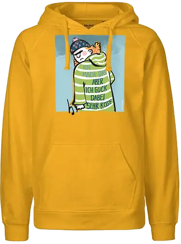 Ich mach das, aber ich gucke dabei sehr böse! - Ringelpullisprüche, Ringeldinger, streifenweise, Büro, Arbeit, Spruch, Weisheit, Motivation, Ringelpulli, SprücheShirt, Cartoon Illustration, Statement, Handgezeichnet, Humor, Selbstironie, Streifenpulli, Spruchshirt, deutsch - Fairtrade Hoodie