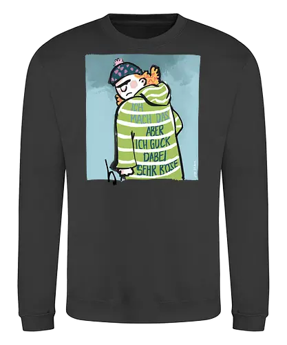 Ich mach das, aber ich gucke dabei sehr böse! - Ringelpullisprüche, Ringeldinger, streifenweise, Büro, Arbeit, Spruch, Weisheit, Motivation, Ringelpulli, SprücheShirt, Cartoon Illustration, Statement, Handgezeichnet, Humor, Selbstironie, Streifenpulli, Spruchshirt, deutsch - Sweatshirt