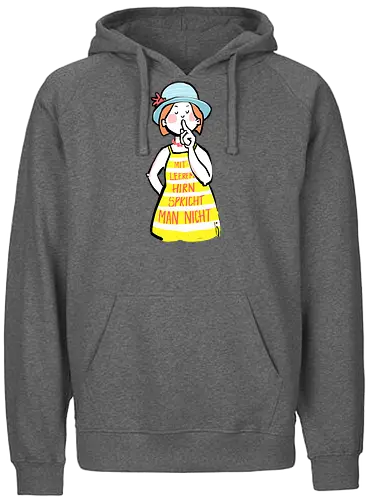 Mit leerem Hirn spricht man nicht - Ringelpullisprüche, Ringeldinger, streifenweise, Spruch, Weisheit, Motivation, Ringelpulli, SprücheShirt, Cartoon Illustration, Statement, Handgezeichnet, Humor, Selbstironie, Streifenpulli, Spruchshirt, deutsch - Fairtrade Hoodie