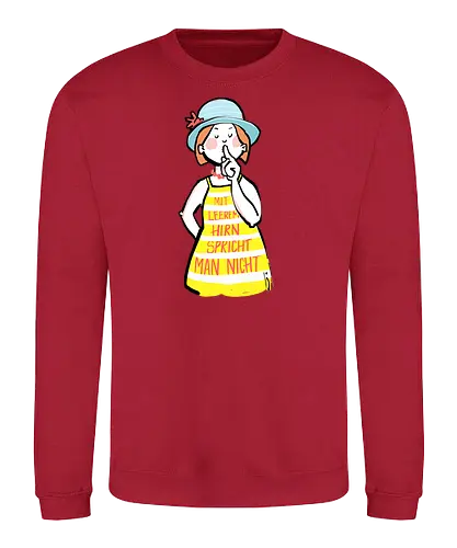 Mit leerem Hirn spricht man nicht - Ringelpullisprüche, Ringeldinger, streifenweise, Spruch, Weisheit, Motivation, Ringelpulli, SprücheShirt, Cartoon Illustration, Statement, Handgezeichnet, Humor, Selbstironie, Streifenpulli, Spruchshirt, deutsch - Sweatshirt