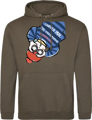Einfach mal die Perspektive wechseln - Ringelpullisprüche, Ringeldinger, streifenweise, Spruch, Weisheit, Motivation, Ringelpulli, SprücheShirt, Cartoon Illustration, Statement, Handgezeichnet, Humor, Selbstironie, Streifenpulli, Spruchshirt, deutsch - Standard Hoodie