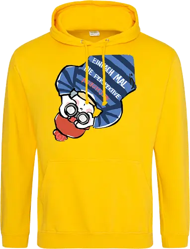 Einfach mal die Perspektive wechseln - Ringelpullisprüche, Ringeldinger, streifenweise, Spruch, Weisheit, Motivation, Ringelpulli, SprücheShirt, Cartoon Illustration, Statement, Handgezeichnet, Humor, Selbstironie, Streifenpulli, Spruchshirt, deutsch - Standard Hoodie