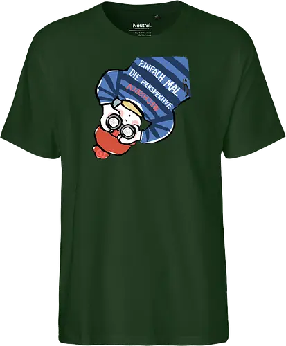 Einfach mal die Perspektive wechseln - Ringelpullisprüche, Ringeldinger, streifenweise, Spruch, Weisheit, Motivation, Ringelpulli, SprücheShirt, Cartoon Illustration, Statement, Handgezeichnet, Humor, Selbstironie, Streifenpulli, Spruchshirt, deutsch - Fairtrade T-Shirt