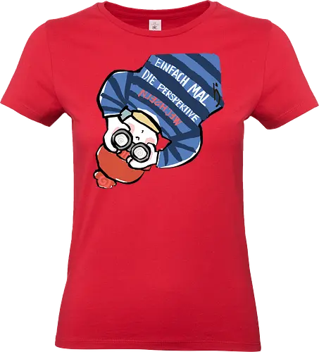 Einfach mal die Perspektive wechseln - Ringelpullisprüche, Ringeldinger, streifenweise, Spruch, Weisheit, Motivation, Ringelpulli, SprücheShirt, Cartoon Illustration, Statement, Handgezeichnet, Humor, Selbstironie, Streifenpulli, Spruchshirt, deutsch - Standard T-Shirt (Frauen)