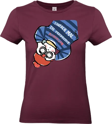 Einfach mal die Perspektive wechseln - Ringelpullisprüche, Ringeldinger, streifenweise, Spruch, Weisheit, Motivation, Ringelpulli, SprücheShirt, Cartoon Illustration, Statement, Handgezeichnet, Humor, Selbstironie, Streifenpulli, Spruchshirt, deutsch - Standard T-Shirt (Frauen)