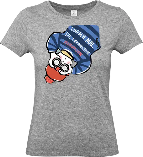 Einfach mal die Perspektive wechseln - Ringelpullisprüche, Ringeldinger, streifenweise, Spruch, Weisheit, Motivation, Ringelpulli, SprücheShirt, Cartoon Illustration, Statement, Handgezeichnet, Humor, Selbstironie, Streifenpulli, Spruchshirt, deutsch - Standard T-Shirt (Frauen)
