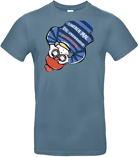 Einfach mal die Perspektive wechseln - Ringelpullisprüche, Ringeldinger, streifenweise, Spruch, Weisheit, Motivation, Ringelpulli, SprücheShirt, Cartoon Illustration, Statement, Handgezeichnet, Humor, Selbstironie, Streifenpulli, Spruchshirt, deutsch - Standard T-Shirt