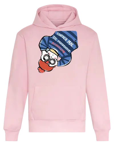 Einfach mal die Perspektive wechseln - Ringelpullisprüche, Ringeldinger, streifenweise, Spruch, Weisheit, Motivation, Ringelpulli, SprücheShirt, Cartoon Illustration, Statement, Handgezeichnet, Humor, Selbstironie, Streifenpulli, Spruchshirt, deutsch - Heavyweight Hoodie