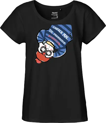 Einfach mal die Perspektive wechseln - Ringelpullisprüche, Ringeldinger, streifenweise, Spruch, Weisheit, Motivation, Ringelpulli, SprücheShirt, Cartoon Illustration, Statement, Handgezeichnet, Humor, Selbstironie, Streifenpulli, Spruchshirt, deutsch - Fairtrade Girl Shirt
