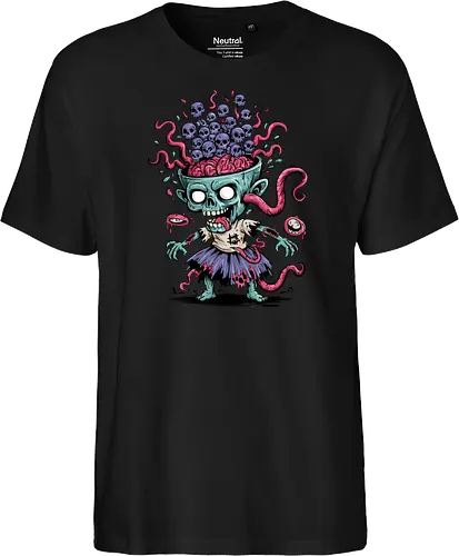 Creepy Zombie with Brain and Skulls Halloween Art