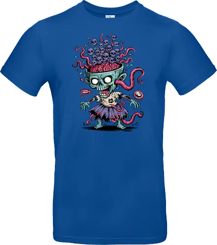 Creepy Zombie with Brain and Skulls Halloween Art
