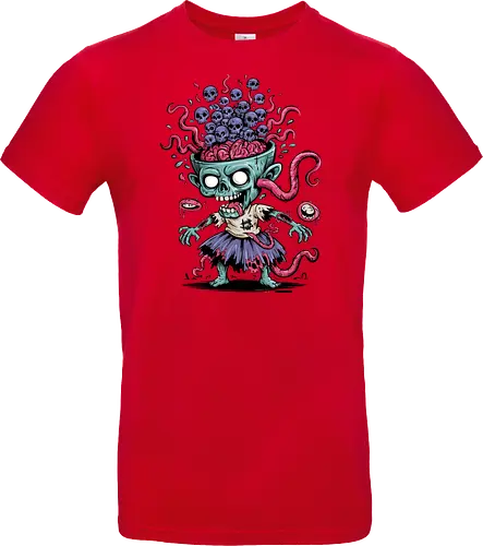 Creepy Zombie with Brain and Skulls Halloween Art