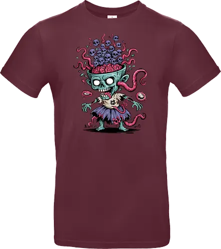 Creepy Zombie with Brain and Skulls Halloween Art
