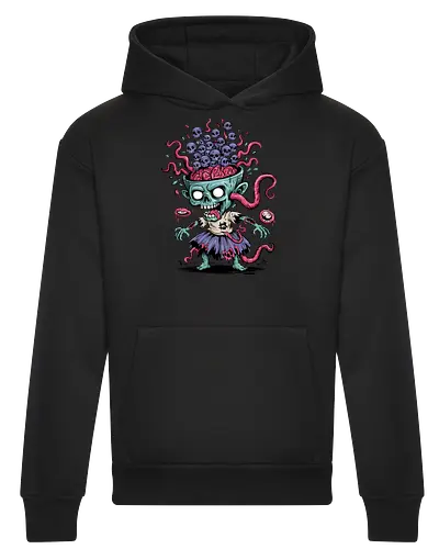 Creepy Zombie with Brain and Skulls Halloween Art