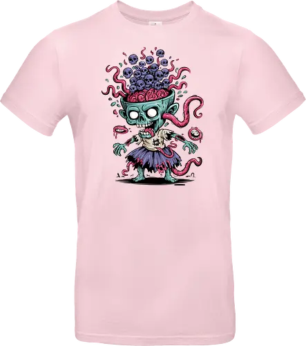Creepy Zombie with Brain and Skulls Halloween Art