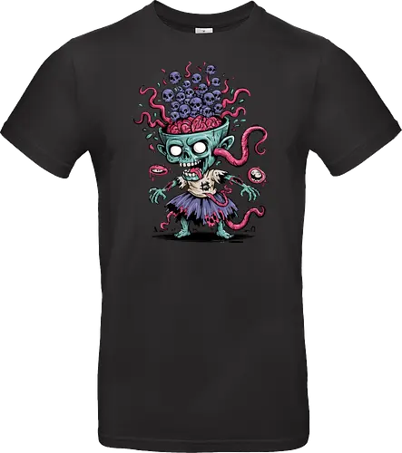 Creepy Zombie with Brain and Skulls Halloween Art