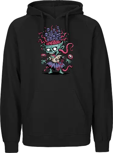 Creepy Zombie with Brain and Skulls Halloween Art