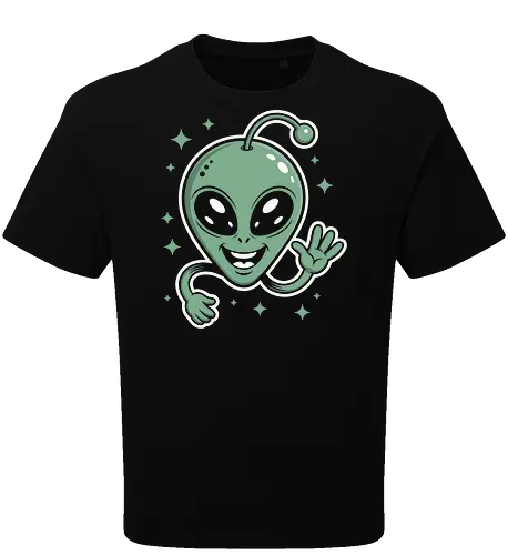 Cute Waving Alien Head with Antenna Sci-Fi Art