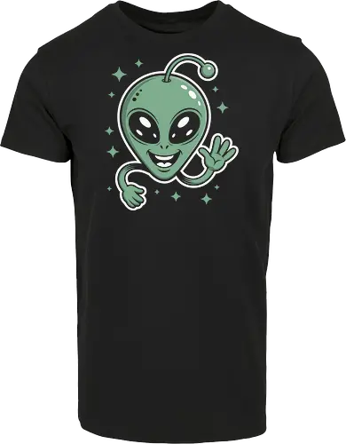 Cute Waving Alien Head with Antenna Sci-Fi Art
