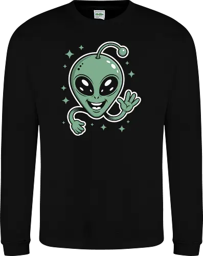 Cute Waving Alien Head with Antenna Sci-Fi Art