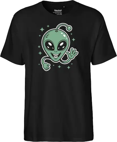 Cute Waving Alien Head with Antenna Sci-Fi Art