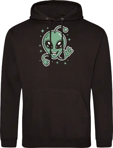 Cute Waving Alien Head with Antenna Sci-Fi Art