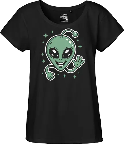 Cute Waving Alien Head with Antenna Sci-Fi Art