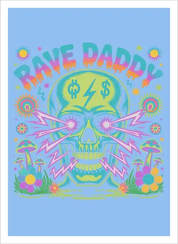 Rave Daddy" Psychedelic Skull