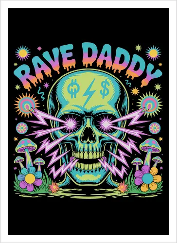 Rave Daddy" Psychedelic Skull