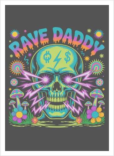 Rave Daddy" Psychedelic Skull