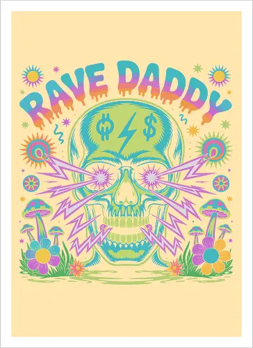 Rave Daddy" Psychedelic Skull