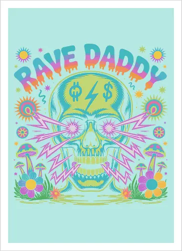 Rave Daddy" Psychedelic Skull