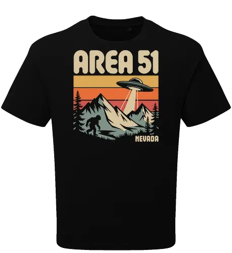 Area 51 Nevada Bigfoot and UFO Retro Art
