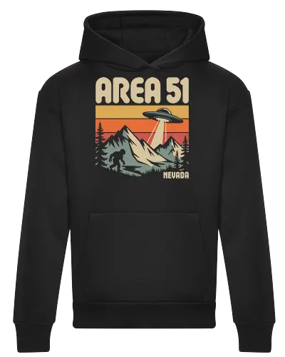 Area 51 Nevada Bigfoot and UFO Retro Art