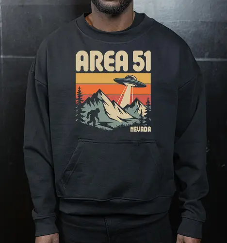 Area 51 Nevada Bigfoot and UFO Retro Art