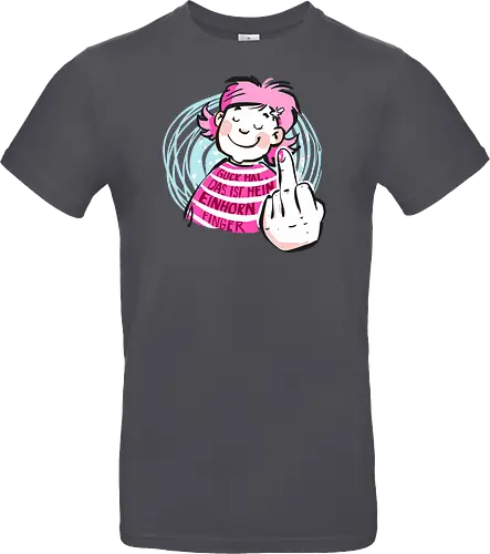 Einhornfinger - Ringelpullisprüche, Ringeldinger, streifenweise, Spruch, Weisheit, Motivation, Ringelpulli, SprücheShirt, Cartoon Illustration, Statement, Einhorn, Mittelfinger, Handgezeichnet, Humor, Selbstironie, Streifenpulli, Spruchshirt, deutsch - Standard T-Shirt