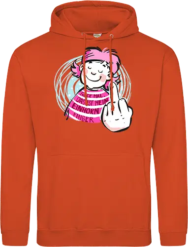 Einhornfinger - Ringelpullisprüche, Ringeldinger, streifenweise, Spruch, Weisheit, Motivation, Ringelpulli, SprücheShirt, Cartoon Illustration, Statement, Einhorn, Mittelfinger, Handgezeichnet, Humor, Selbstironie, Streifenpulli, Spruchshirt, deutsch - Standard Hoodie