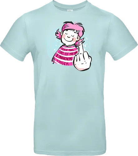 Einhornfinger - Ringelpullisprüche, Ringeldinger, streifenweise, Spruch, Weisheit, Motivation, Ringelpulli, SprücheShirt, Cartoon Illustration, Statement, Einhorn, Mittelfinger, Handgezeichnet, Humor, Selbstironie, Streifenpulli, Spruchshirt, deutsch - Standard T-Shirt