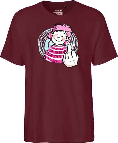 Einhornfinger - Ringelpullisprüche, Ringeldinger, streifenweise, Spruch, Weisheit, Motivation, Ringelpulli, SprücheShirt, Cartoon Illustration, Statement, Einhorn, Mittelfinger, Handgezeichnet, Humor, Selbstironie, Streifenpulli, Spruchshirt, deutsch - Fairtrade T-Shirt