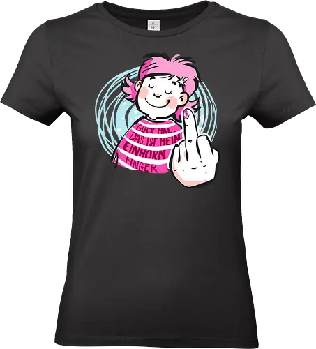 Einhornfinger - Ringelpullisprüche, Ringeldinger, streifenweise, Spruch, Weisheit, Motivation, Ringelpulli, SprücheShirt, Cartoon Illustration, Statement, Einhorn, Mittelfinger, Handgezeichnet, Humor, Selbstironie, Streifenpulli, Spruchshirt, deutsch - Standard T-Shirt (Frauen)
