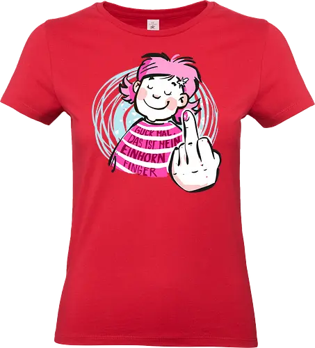 Einhornfinger - Ringelpullisprüche, Ringeldinger, streifenweise, Spruch, Weisheit, Motivation, Ringelpulli, SprücheShirt, Cartoon Illustration, Statement, Einhorn, Mittelfinger, Handgezeichnet, Humor, Selbstironie, Streifenpulli, Spruchshirt, deutsch - Standard T-Shirt (Frauen)