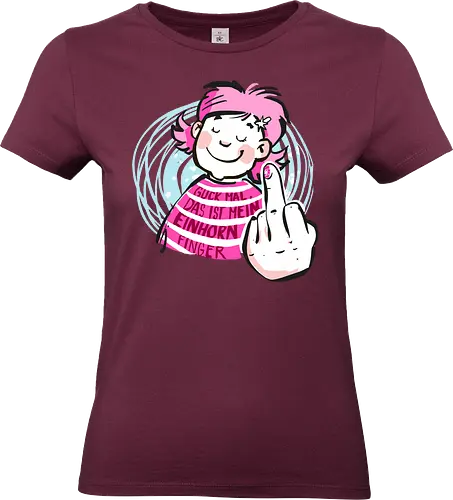 Einhornfinger - Ringelpullisprüche, Ringeldinger, streifenweise, Spruch, Weisheit, Motivation, Ringelpulli, SprücheShirt, Cartoon Illustration, Statement, Einhorn, Mittelfinger, Handgezeichnet, Humor, Selbstironie, Streifenpulli, Spruchshirt, deutsch - Standard T-Shirt (Frauen)