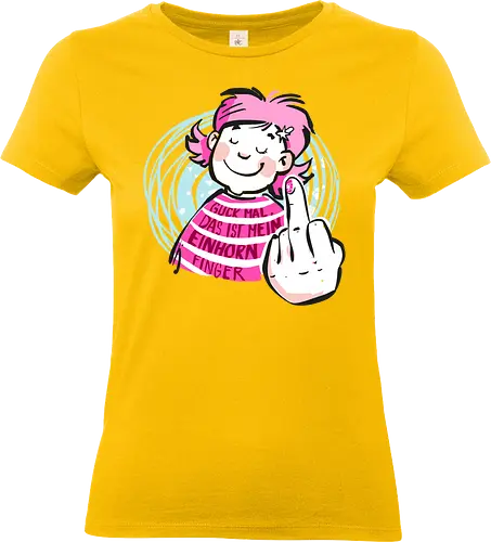 Einhornfinger - Ringelpullisprüche, Ringeldinger, streifenweise, Spruch, Weisheit, Motivation, Ringelpulli, SprücheShirt, Cartoon Illustration, Statement, Einhorn, Mittelfinger, Handgezeichnet, Humor, Selbstironie, Streifenpulli, Spruchshirt, deutsch - Standard T-Shirt (Frauen)
