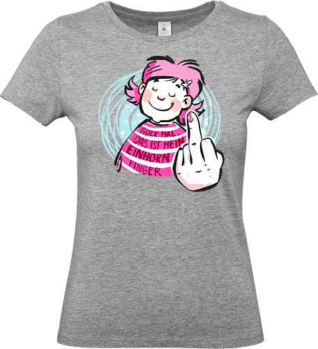 Einhornfinger - Ringelpullisprüche, Ringeldinger, streifenweise, Spruch, Weisheit, Motivation, Ringelpulli, SprücheShirt, Cartoon Illustration, Statement, Einhorn, Mittelfinger, Handgezeichnet, Humor, Selbstironie, Streifenpulli, Spruchshirt, deutsch - Standard T-Shirt (Frauen)