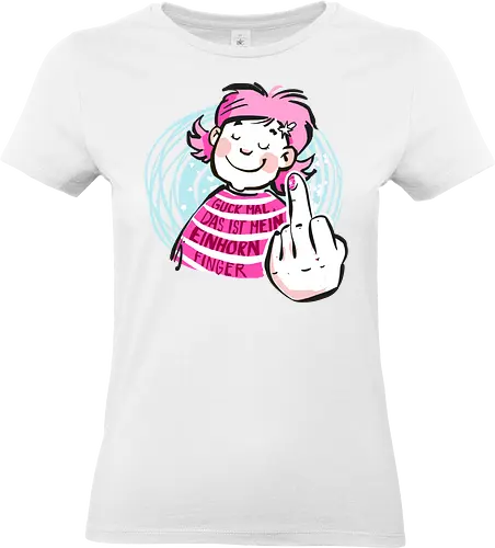 Einhornfinger - Ringelpullisprüche, Ringeldinger, streifenweise, Spruch, Weisheit, Motivation, Ringelpulli, SprücheShirt, Cartoon Illustration, Statement, Einhorn, Mittelfinger, Handgezeichnet, Humor, Selbstironie, Streifenpulli, Spruchshirt, deutsch - Standard T-Shirt (Frauen)