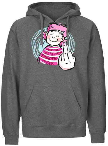 Einhornfinger - Ringelpullisprüche, Ringeldinger, streifenweise, Spruch, Weisheit, Motivation, Ringelpulli, SprücheShirt, Cartoon Illustration, Statement, Einhorn, Mittelfinger, Handgezeichnet, Humor, Selbstironie, Streifenpulli, Spruchshirt, deutsch - Fairtrade Hoodie