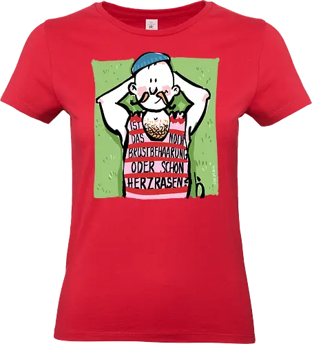 Herzrasen - Ringelpullisprüche, Ringeldinger, streifenweise, Spruch, Weisheit, Motivation, Ringelpulli, SprücheShirt, Cartoon Illustration, Brustbehaarung, Bär, Herzrasen, Statement, Handgezeichnet, Humor, Selbstironie, Streifenpulli, Spruchshirt, deutsch - Standard T-Shirt (Frauen)